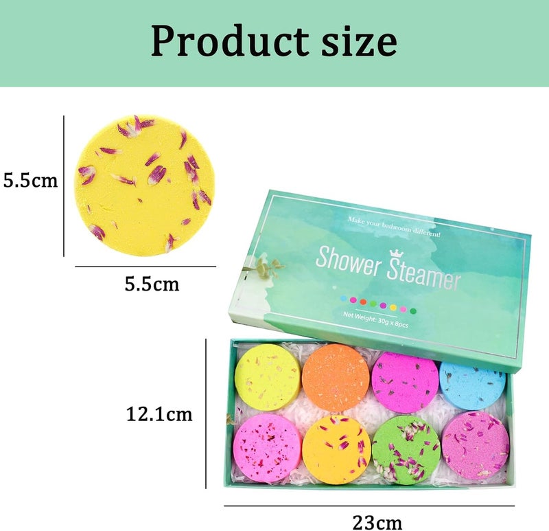 8 Pack Shower Steamers Aromatherapy Gifts for Women, Shower Bombs Aromatherapy with Natural Essential Oils, Personal Care and Relaxation Birthday Gifts for Women and Men, Gifts for Wife Mom, Gift Set - Image 2