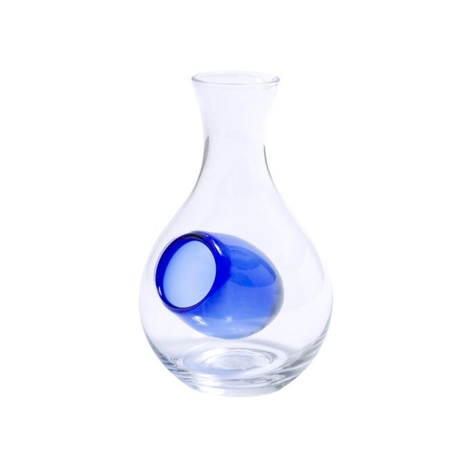 HSSBGLBL01 GLASS SAKE BOTTLE WITH HOLE BLUE 6 H 10 OZ