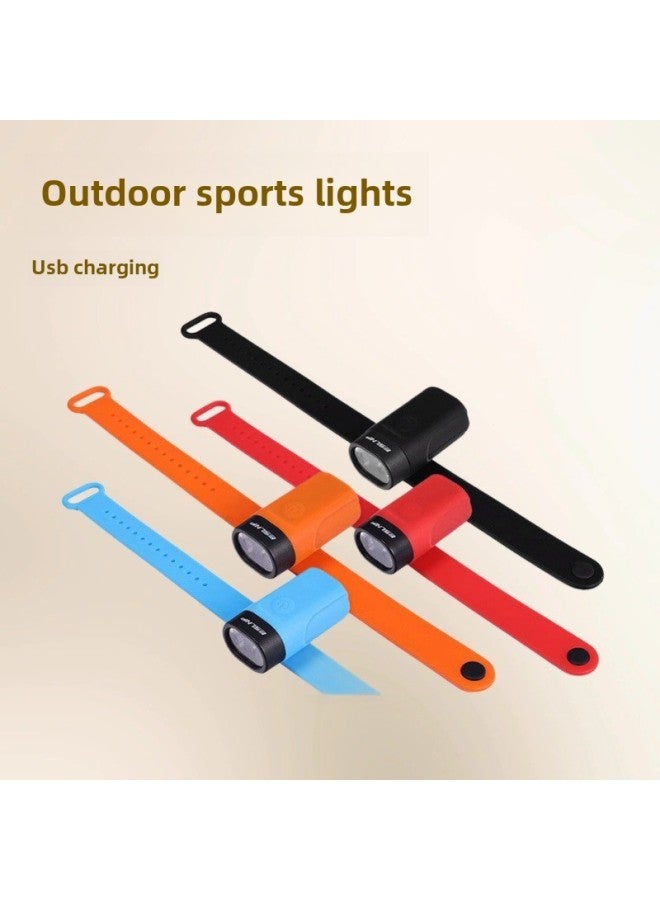 مصباح معصم متعدد الوظائف ومصباح كاحل LED ومصباح خوذة ومصباح تحذيري ومنفذ USB قابل لإعادة الشحن للرياضات الخارجية والجري في الليل ومصباح دراجة - اللون: مصباح كاحل - أسود - Image 2