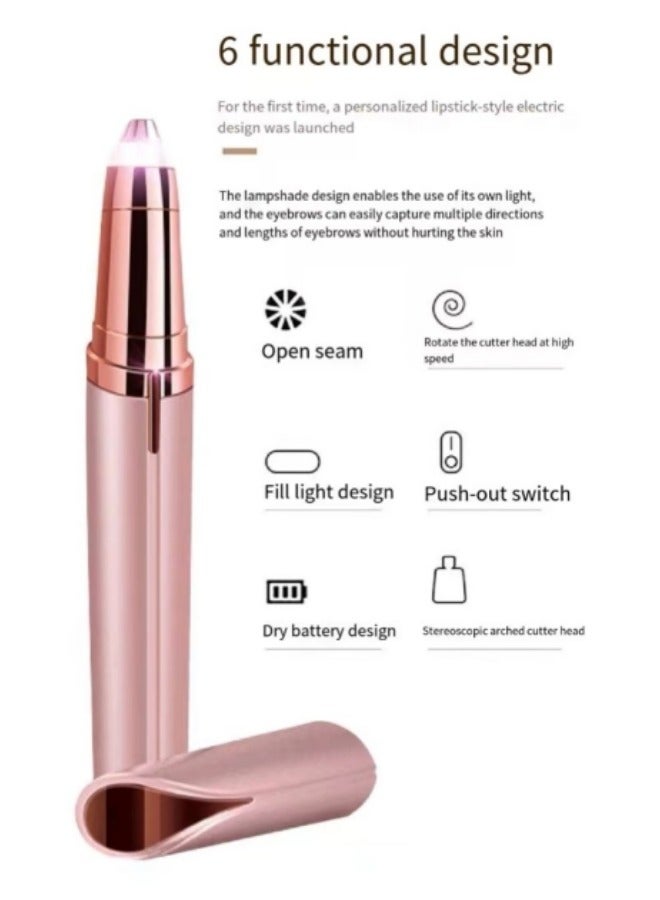 ماكينة تشذيب الحواجب الكهربائية، مزيل شعر الوجه للنساء، ماكينة تشذيب أحمر الشفاه للشفاه والأنف والذقن وشعر الوجه (مشذب الحواجب) مع ضوء LED وكابل شحن USB - Image 4