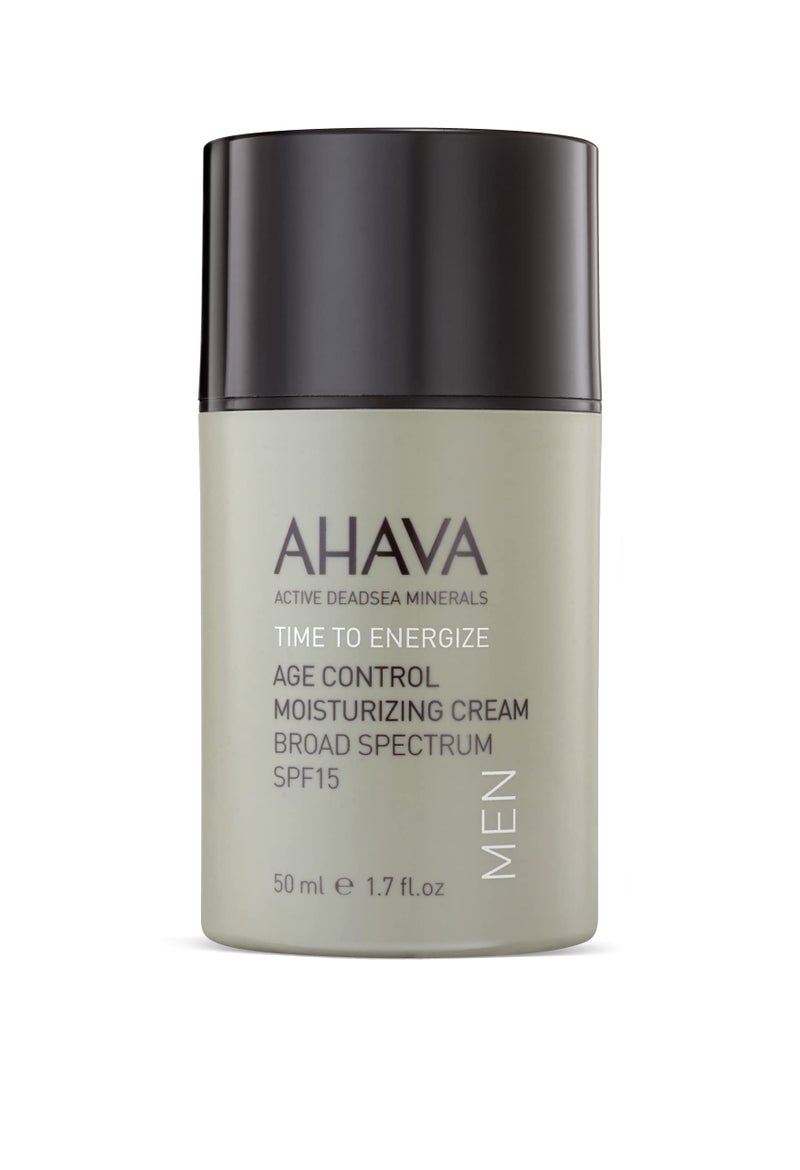 كريم ترطيب للرجال من AHAVA للتحكم في العمر، حماية واسعة الطيف SPF15 - لوشن مرطب ناعم سريع الامتصاص، يحمي من علامات الشيخوخة المبكرة لأشعة UVA/B، غني بأوسموتير الحصري، 1.7 أونصة سائلة