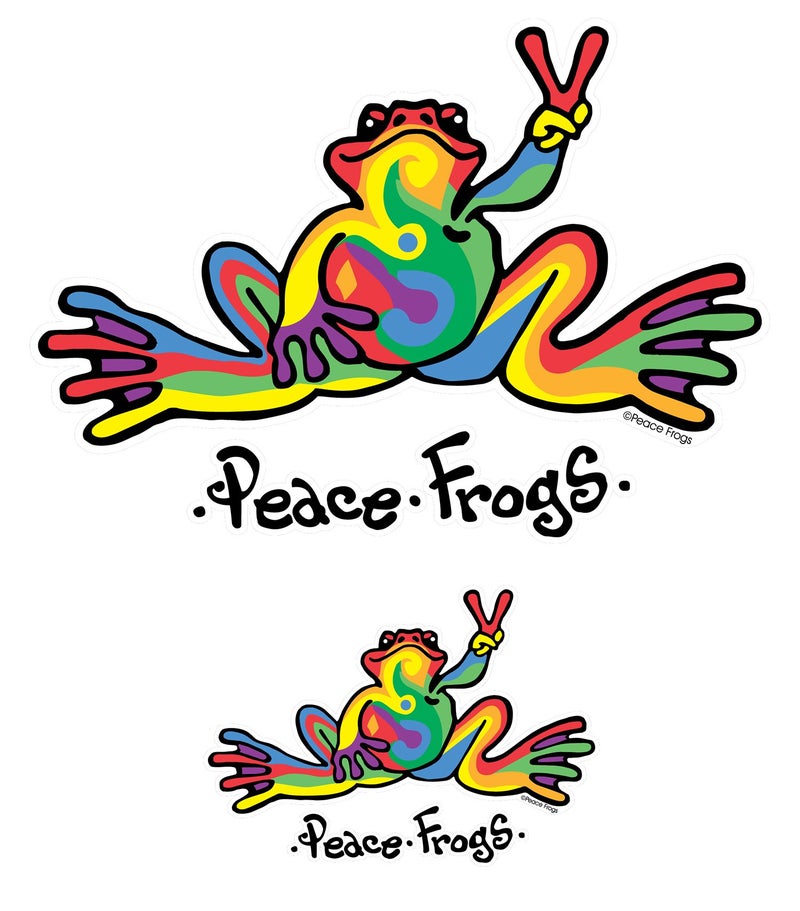 Enjoy It Peace Frogs Multi-Color Peace Frogs Car Sticker, Outdoor Rated Vinyl Sticker Decal for Windows, Bumpers, Laptops or Crafts, 2 Pieces - Image 4