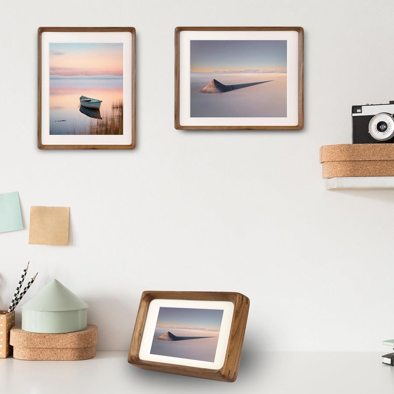 Zibrelte Natural Wood 8x10 Picture Frame  Display 5x7 or 6x8 Picture with Mat or 8x10 Without Mat  Made of Real Walnut Wood Covered by Plexiglass for Tabletop Display and Wall Hanging 8x10 Photo Frame - Image 5