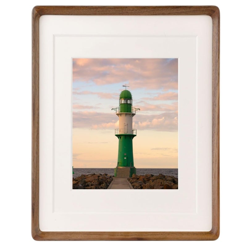 Zibrelte Natural Wood 8x10 Picture Frame  Display 5x7 or 6x8 Picture with Mat or 8x10 Without Mat  Made of Real Walnut Wood Covered by Plexiglass for Tabletop Display and Wall Hanging 8x10 Photo Frame - Image 1