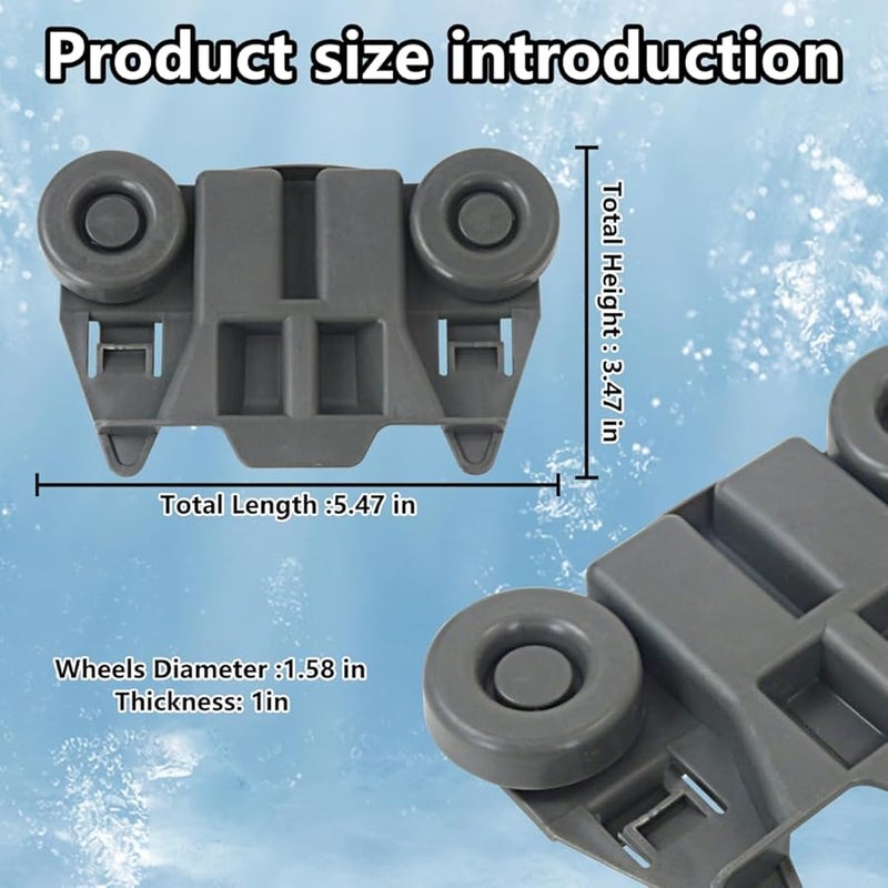 مجموعة استبدال عجلات الرف السفلي لغسالة الصحون من 4 قطع متوافقة مع كينمور ويرلبول - Image 3