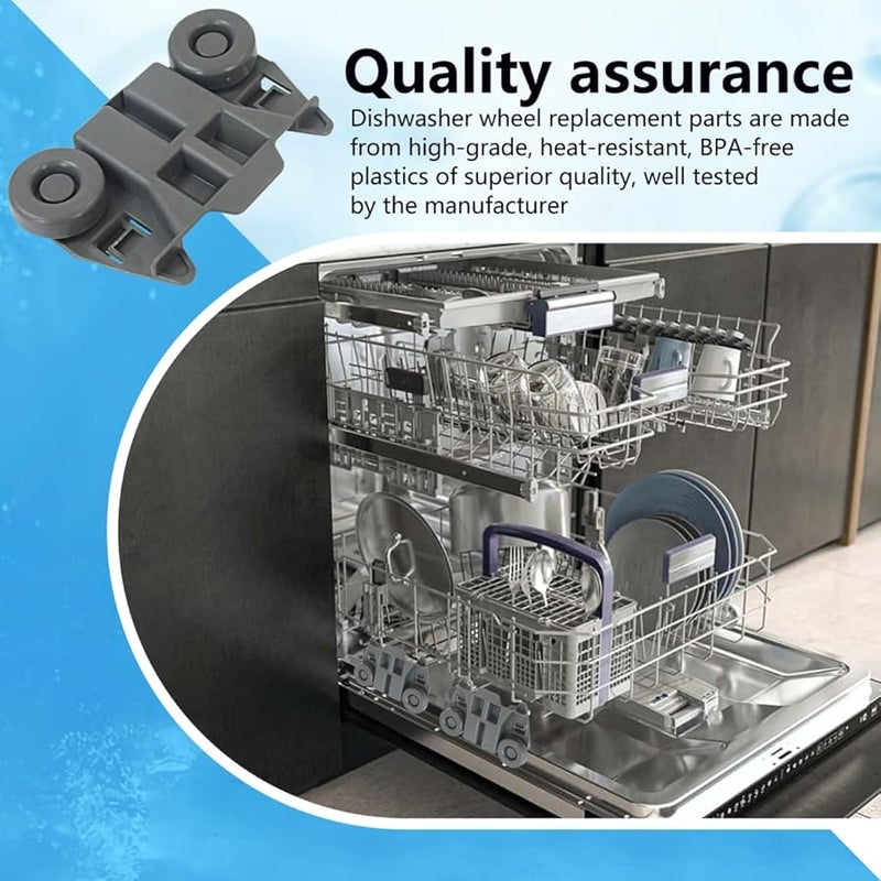 مجموعة استبدال عجلات الرف السفلي لغسالة الصحون من 4 قطع متوافقة مع كينمور ويرلبول - Image 5