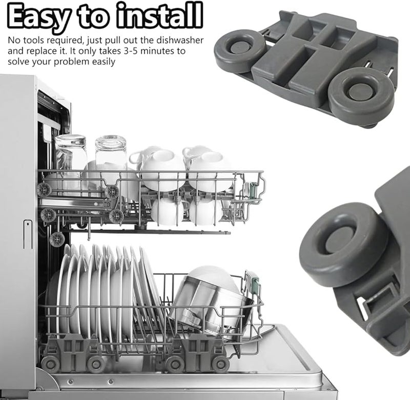 مجموعة استبدال عجلات الرف السفلي لغسالة الصحون من 4 قطع متوافقة مع كينمور ويرلبول - Image 4