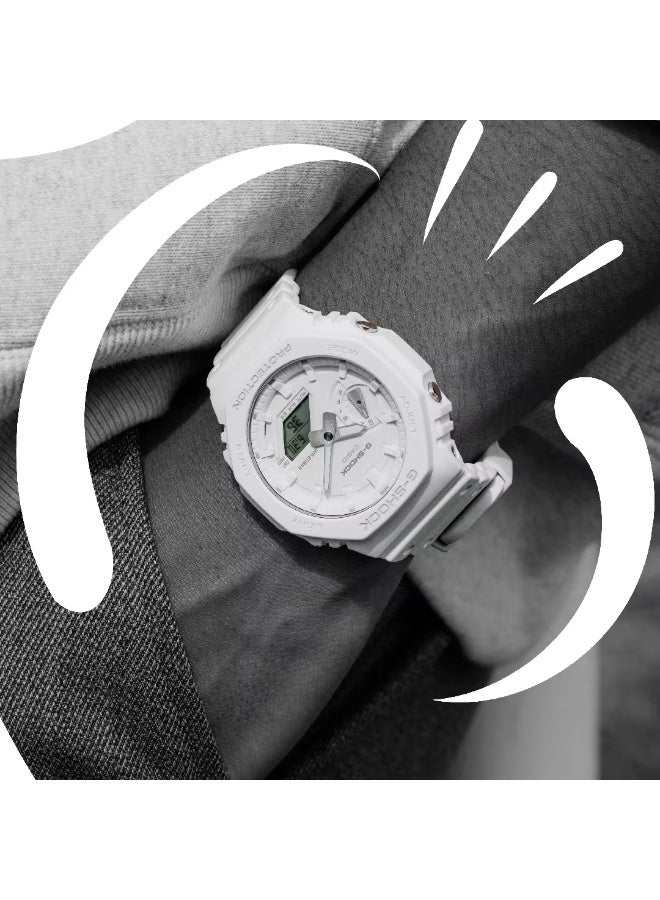 Casio G-Shock GA-2100-7A7 Analog-Digital Men's Watch | White Resin Strap | Carbon Core Guard | Shock Resistant | 200M Water Resistant - Image 2