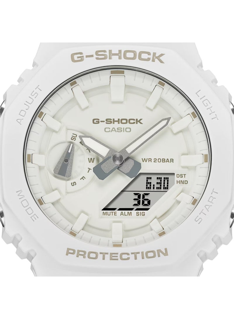 Casio G-Shock GA-2100-7A7 Analog-Digital Men's Watch | White Resin Strap | Carbon Core Guard | Shock Resistant | 200M Water Resistant - Image 5