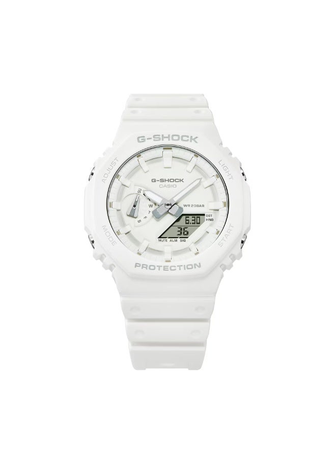 Casio G-Shock GA-2100-7A7 Analog-Digital Men's Watch | White Resin Strap | Carbon Core Guard | Shock Resistant | 200M Water Resistant - Image 3