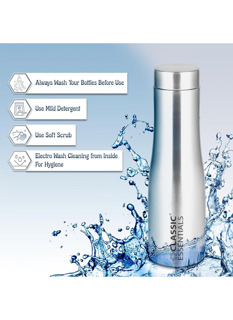 Classic Essentials CLASSIC ESSENTIALS Single Walled Stainless Steel Fridge Water Bottle 1000ml Leak Proof Thunder Office Bottle Hiking Treking Bottle Travel Bottle Silver 6  - Image 2