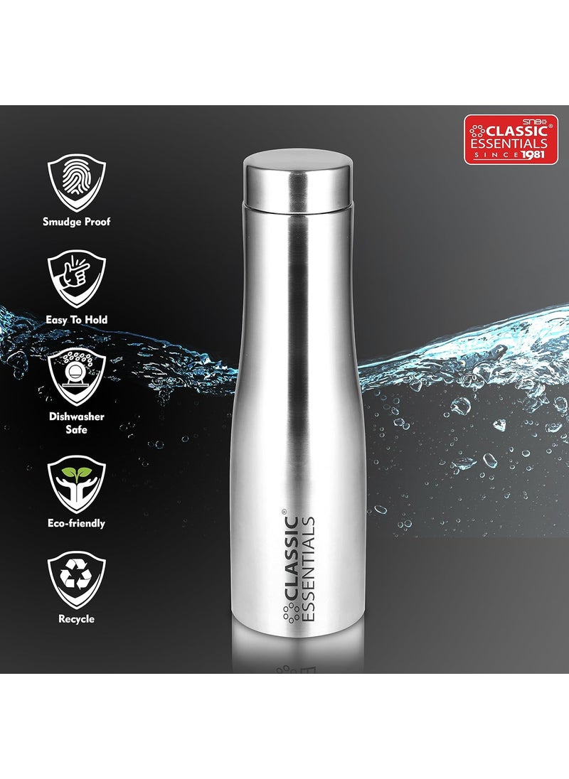 Classic Essentials CLASSIC ESSENTIALS Single Walled Stainless Steel Fridge Water Bottle 1000ml Leak Proof Thunder Office Bottle Hiking Treking Bottle Travel Bottle Silver 6  - Image 4