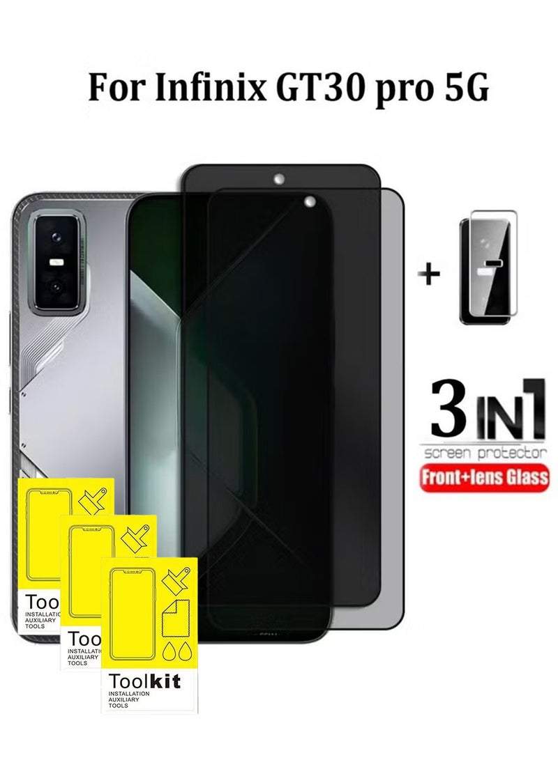 SNBFA 3 في 1 لـ Infinix GT30 pro 5G حماية الشاشة الخصوصية مع فيلم عدسة الكاميرا ، الزجاج المقوى المضاد للتجسس ، فيلم حماية الشاشة المضادة للخدش - Image 1