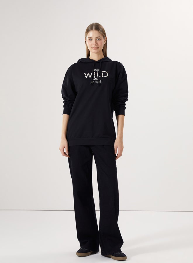 LC WAIKIKI Hooded Printed Women's Sweatshirt Tunic - Image 1