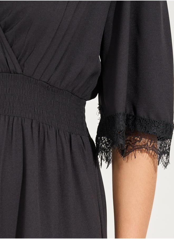 Styli Lace Detail A-Line Midi Dress  - Image 3