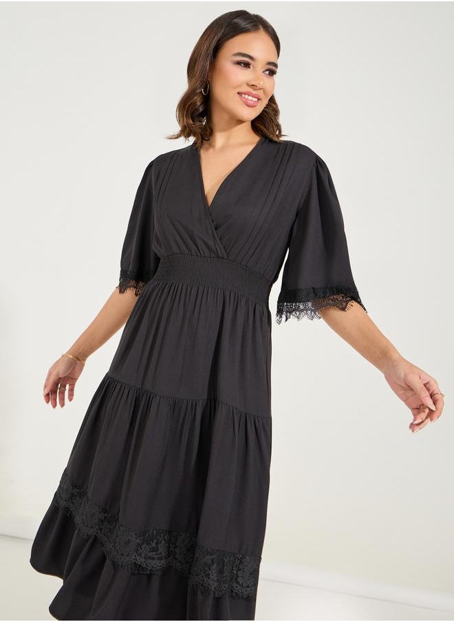 Styli Lace Detail A-Line Midi Dress  - Image 2