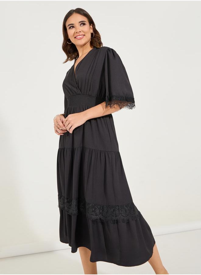 Styli Lace Detail A-Line Midi Dress  - Image 5