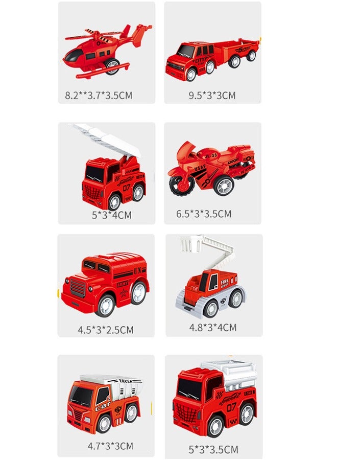 GROIC 8 Pcs Small Construction Vehicles Toys, Construction Vehicles Trucks Kids Birthday Gifts Play Vehicle Toys for Toddlers, Mini Car Toys Set Die Cast Engineering Excavator Digger Push Trucks - Red - Image 2