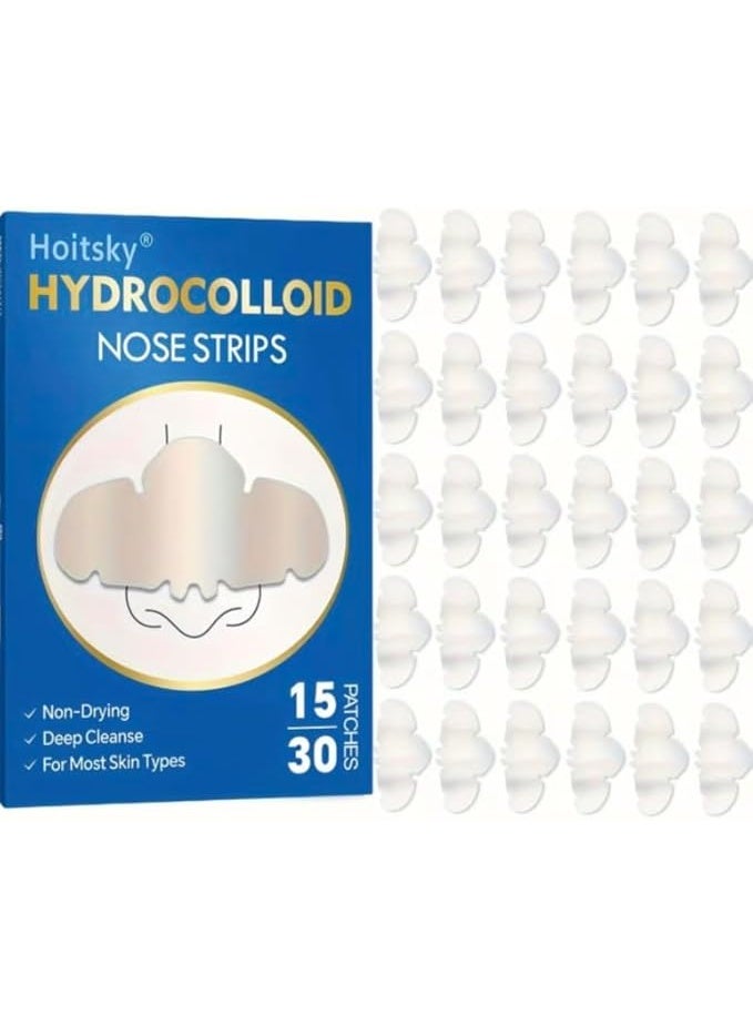 Hydrocolloid Nasal Patches for Blackhead Removal - 30 Pcs | Alcohol-Free & Non-Irritating Pore Strips | Water-Based Gel Material for Deep Pore Cleansing, Pimple Treatment & Clearer Skin - Image 1