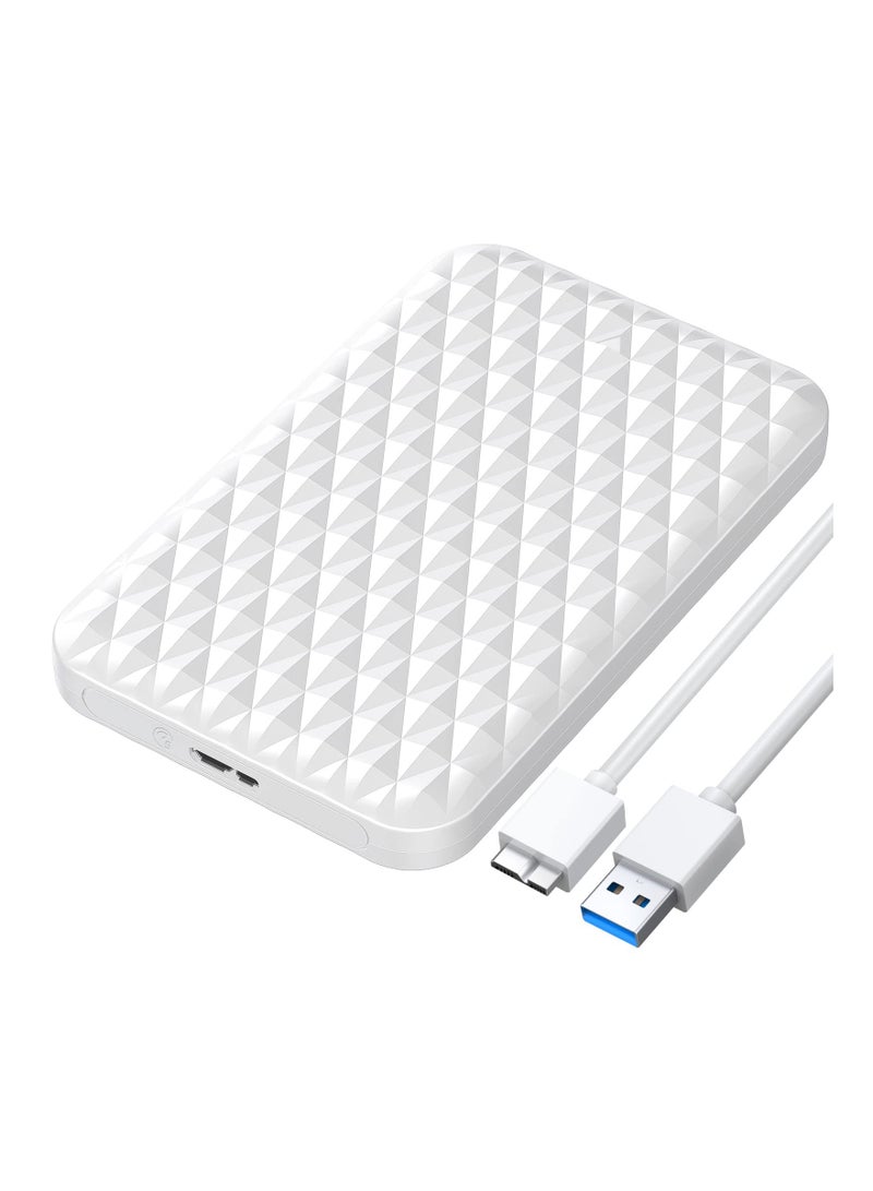 حافظة قرص صلب 2.5 إنش، SATA إلى USB 3.0 ل SSD/HDD بسماكة 7/9.5 ملم حتى 6TB، تصميم بدون أدوات، دعم UASP، سرعة نقل 5Gbps، متوافق مع ويندوز/ماك/لينكس (أبيض) - Image 1