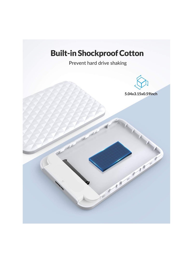 حافظة قرص صلب 2.5 إنش، SATA إلى USB 3.0 ل SSD/HDD بسماكة 7/9.5 ملم حتى 6TB، تصميم بدون أدوات، دعم UASP، سرعة نقل 5Gbps، متوافق مع ويندوز/ماك/لينكس (أبيض) - Image 5