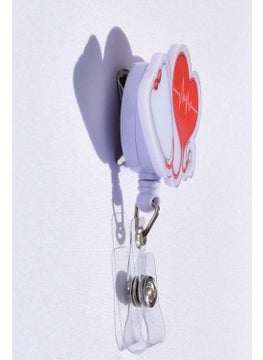 Nur Medikal Giyim Nur Medical Clothing Stethoscope Heart Patterned Yoyo Name Badge AKS YKS 028  - Image 2