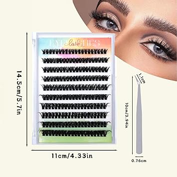 MUNSKT SelfAdhesive Eyelashes with Tweezers 200Pcs 60D Curl Mix 916mm Cluster Lashes DIY Eyelash Roots Come with Adhesive No Glue Needed Soft Natural False Eyelashes - Image 4
