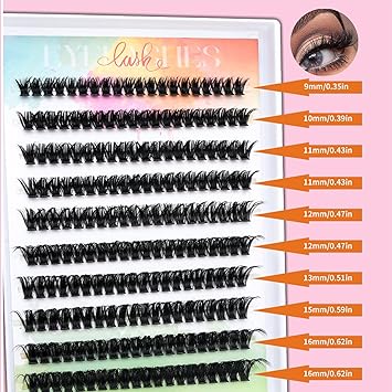 MUNSKT SelfAdhesive Eyelashes with Tweezers 200Pcs 60D Curl Mix 916mm Cluster Lashes DIY Eyelash Roots Come with Adhesive No Glue Needed Soft Natural False Eyelashes - Image 2