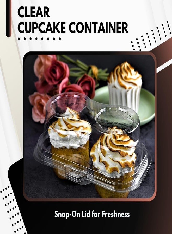 Green Direct 2 Compartment Disposable Cupcake Containers | Clear Cupcake Boxes Airtight | Stackable Cupcake Holders With Lid | Cupcake Plastic Containers Dome Cupcake Carrier BPA Free 10 - Image 3
