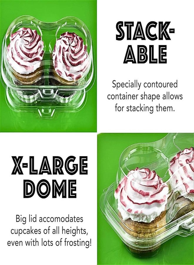 Green Direct 2 Compartment Disposable Cupcake Containers | Clear Cupcake Boxes Airtight | Stackable Cupcake Holders With Lid | Cupcake Plastic Containers Dome Cupcake Carrier BPA Free 10 - Image 5