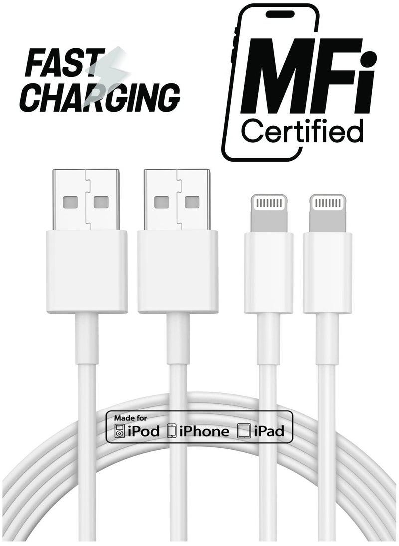2pack 2M iPhone Charger, [Apple MFi Certified] Long iPhone Charger Cord 10 ft, Apple Lightning to USB Cable, 10 Foot Fast Charging Cords for iPhone Charger 14/13/12/11/13 Pro/13 Max/X/XS/XR/XS - Image 1