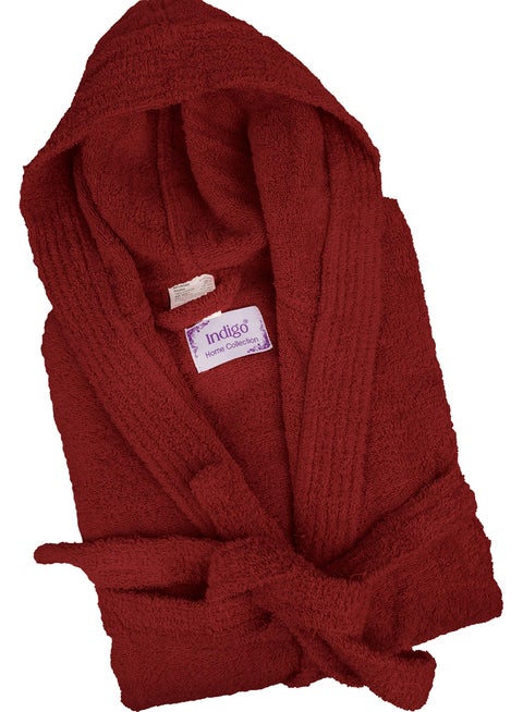 Bliss Casa, Unisex Hooded Bathrobe, 100% Cotton, Super Soft, Highly Absorbent Bathrobes for Women & Men, Perfect for Everyday Use, Unisex Adult (BURGUNDY)