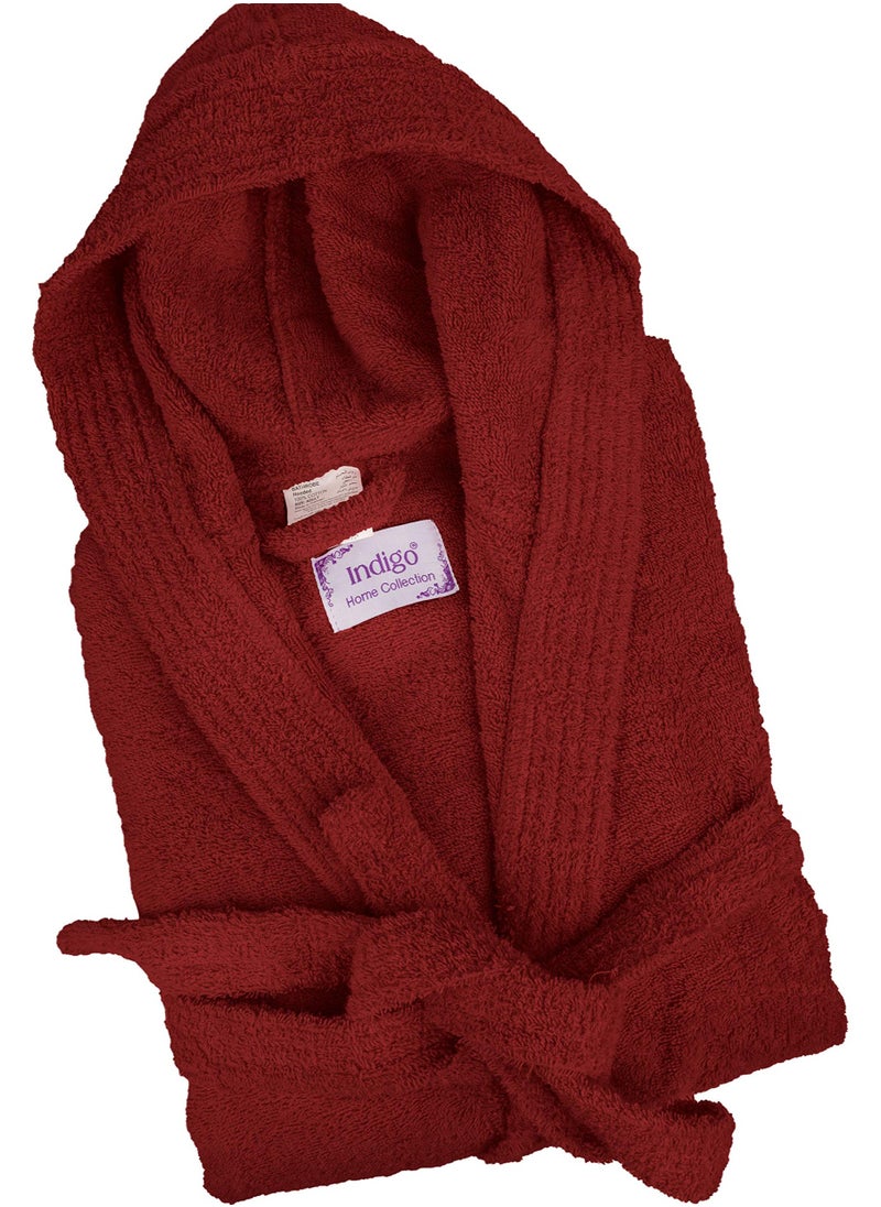 Home Essentials Bliss Casa, Unisex Hooded Bathrobe, 100% Cotton, Super Soft, Highly Absorbent Bathrobes for Women & Men, Perfect for Everyday Use, Unisex Adult (BURGUNDY) 