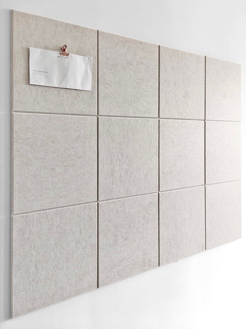 DECORITA Large Cork Board Alternative | Felt Wall Tiles (12-Pack) | Aesthetic Felt Bulletin Board for Office, Home & Classroom | Office Wall Decor for Women | Pin Boards Bulletin Board Tiles | Ivory - Image 1