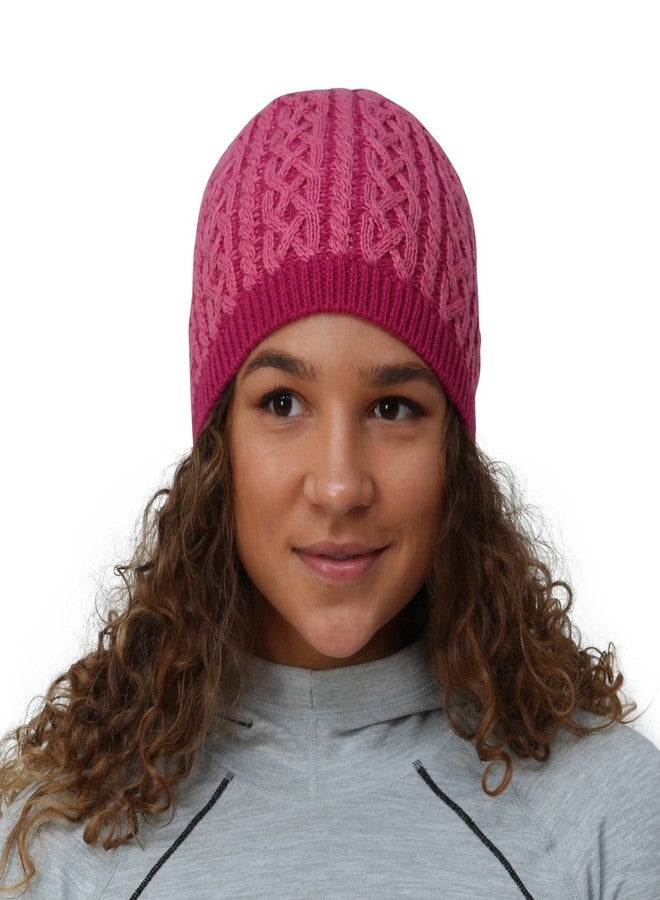 TrailHeads Cable Knit Women's Winter Beanie - Light Rose/Raspberry - Image 1