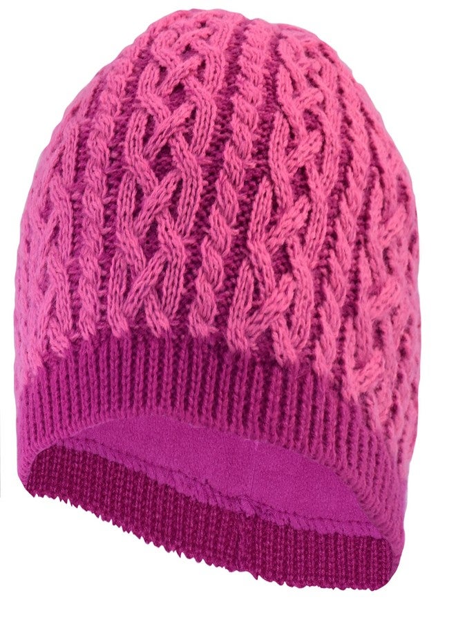 TrailHeads Cable Knit Women's Winter Beanie - Light Rose/Raspberry - Image 3
