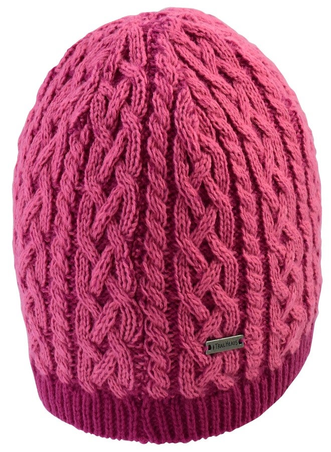 TrailHeads Cable Knit Women's Winter Beanie - Light Rose/Raspberry - Image 4