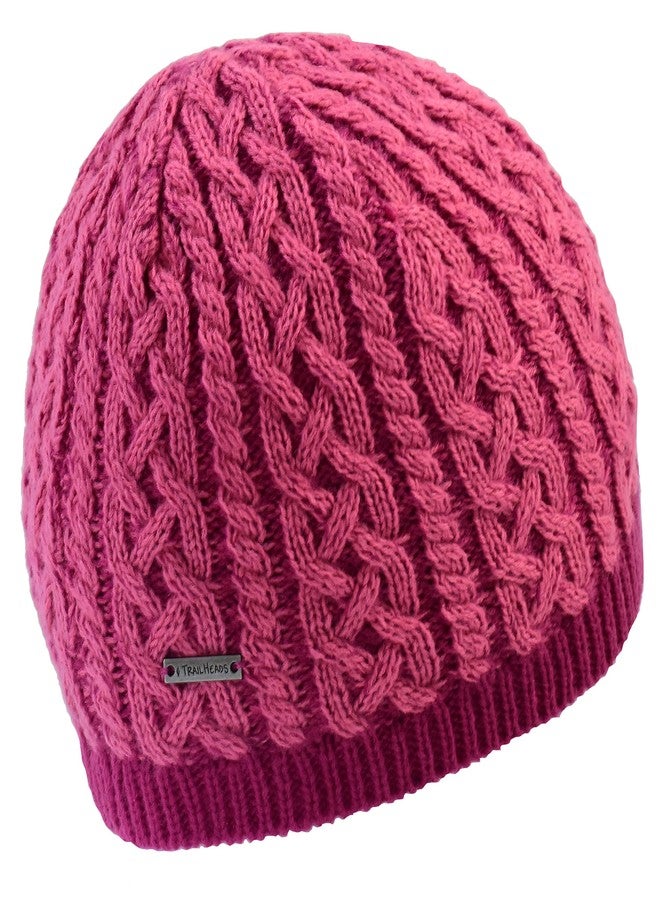 TrailHeads Cable Knit Women's Winter Beanie - Light Rose/Raspberry - Image 5