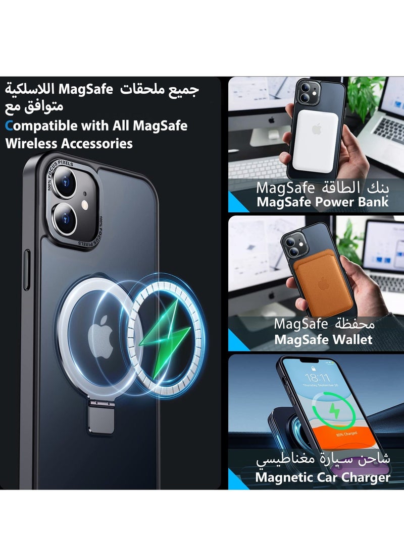TEAM LUXURY iPhone 11 Magnetic Case with Invisible Stand, Compatible with MagSafe Shockproof Protection Cover, Translucent Matte Slim Phone Case with Magnet for Apple 11 (2019)(Black)  - Image 2