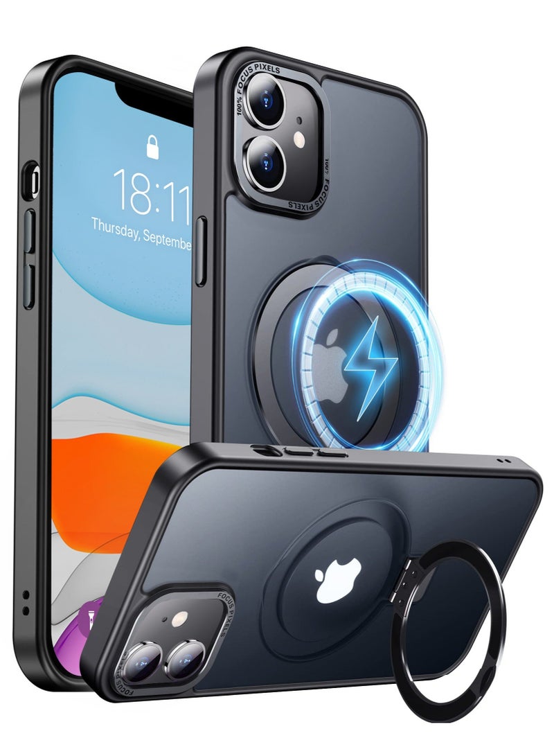 TEAM LUXURY iPhone 11 Magnetic Case with Invisible Stand, Compatible with MagSafe Shockproof Protection Cover, Translucent Matte Slim Phone Case with Magnet for Apple 11 (2019)(Black)  - Image 1