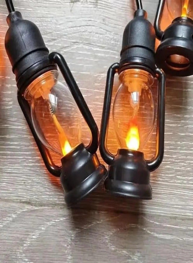 لمبات إضاءة خارجية للمنزل والحديقة - 5 متر أسود، على شكل فانوس - إضاءة صفراء زينة رمضان - Image 2