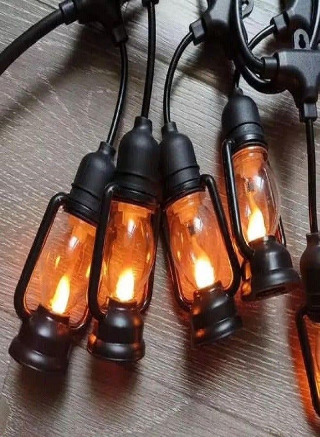 لمبات إضاءة خارجية للمنزل والحديقة - 5 متر أسود، على شكل فانوس - إضاءة صفراء زينة رمضان - Image 3