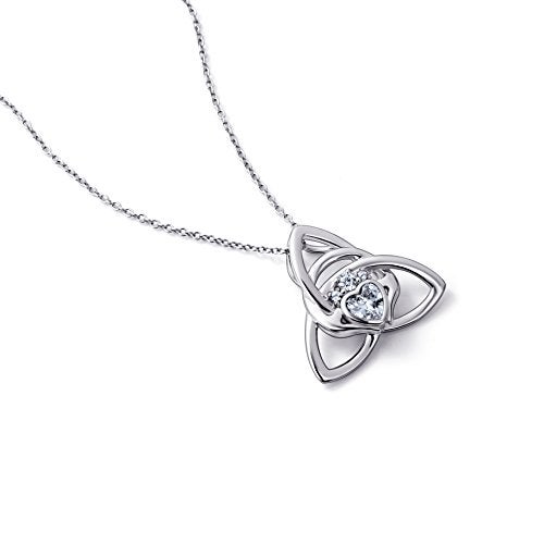 FLYOW 925 Sterling Silver Good Luck Irish Claddagh Celtic Knot Love Heart Pendant Necklace for Women Ladies Birthday Graduation Christmas, 18 Inch Rolo Chain - Image 4