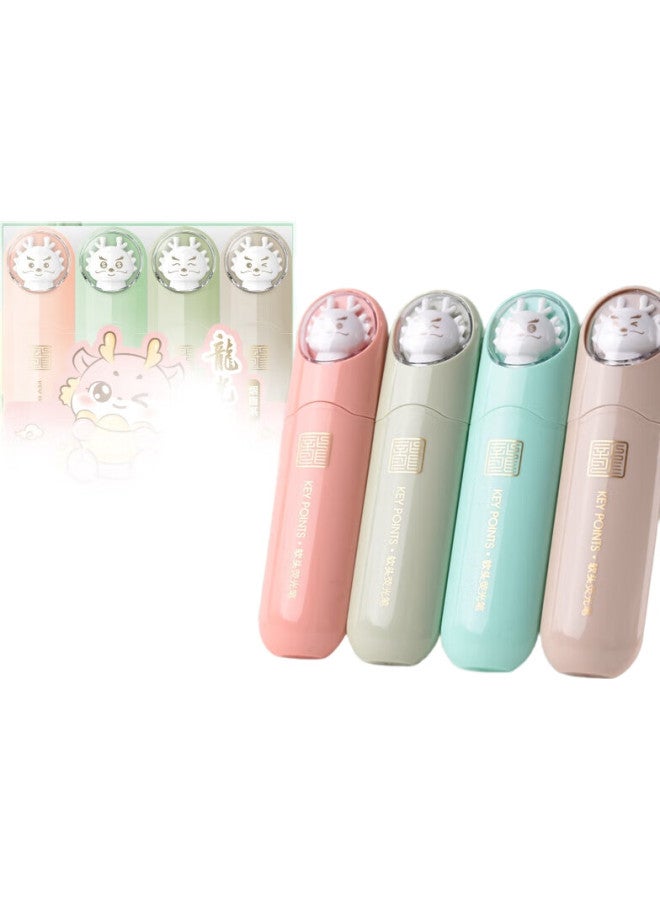 GENVANA Jinwanian [Yanyu Color] Soft Tip 4-Color Highlighters, Children'S Day Gift, Large Capacity, Highlighting Markers, Drawing And Doodling Pens, Handwritten Report And Journal Pens, For Primary And Secondary School Students, 4 Pens/Box, G-0553 - Image 2