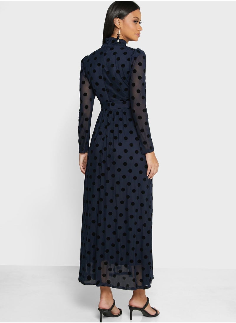 ELLA - Puff Sleeve Polka Dress - Image 1