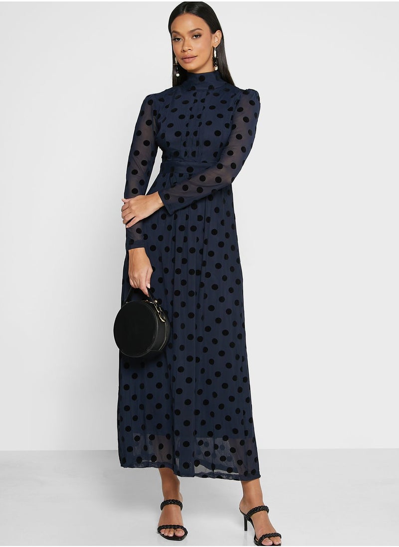 ELLA - Puff Sleeve Polka Dress - Image 1