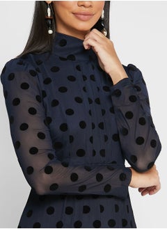 ELLA Puff Sleeve Polka Dress  - Image 3