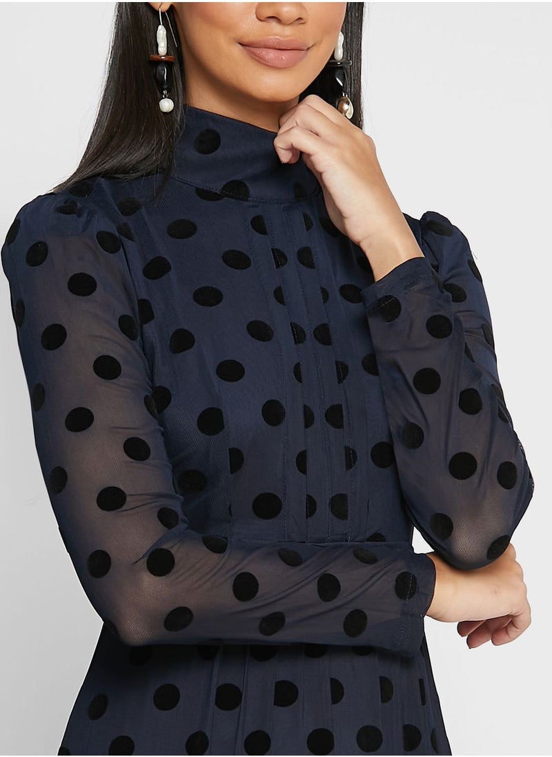 ELLA - Puff Sleeve Polka Dress - Image 1