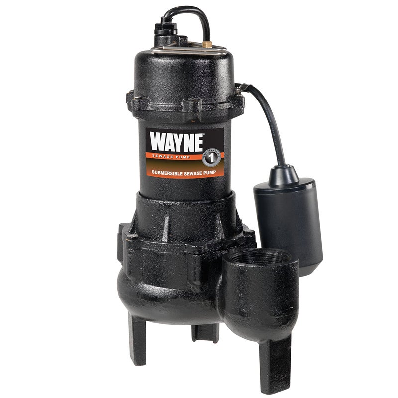 WAYNE RPP5012 HP Cast Iron Sewage Pump with Piggy Back Tether Float Switch Up to 6200 Gallons Per Hour Heavy Duty Sewage and Effluent Pump