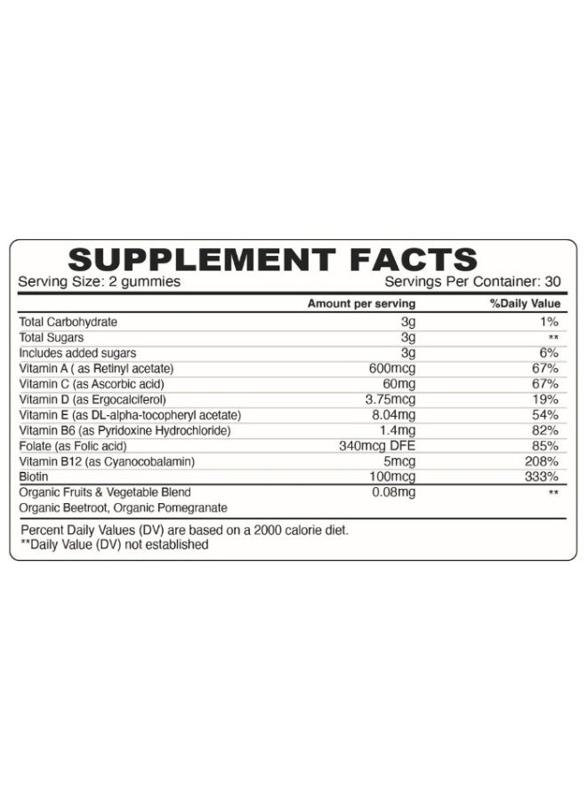 Organic Earth Multivitamins Gummies For Kids| Natural Strawberry Flavour | For Healthy Growth & Development | Gluten Free, Vegan, 60 Gummies - Image 2